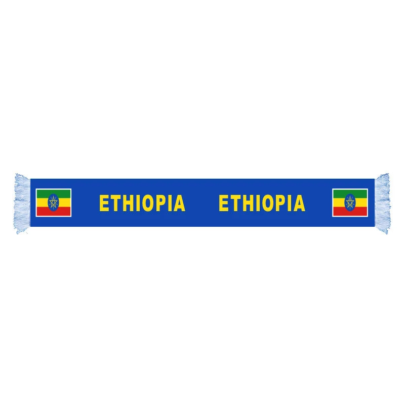 RTS Goods ETHIOPIA Football Cup Country Nation Football Fans Scarf Polyester Satin Digital Print Scarf in Stock