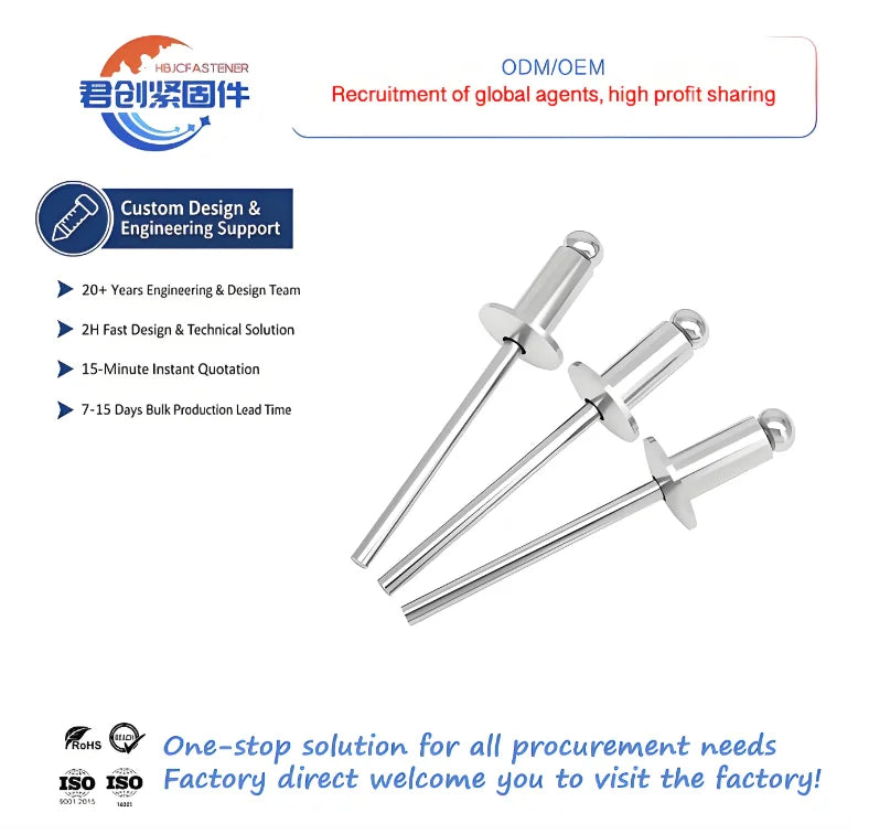 Open End Steel & Aluminium Blind Rivets M3 M4 20/25mm Length Countersunk Head Aluminium Product Rivet Aluminium