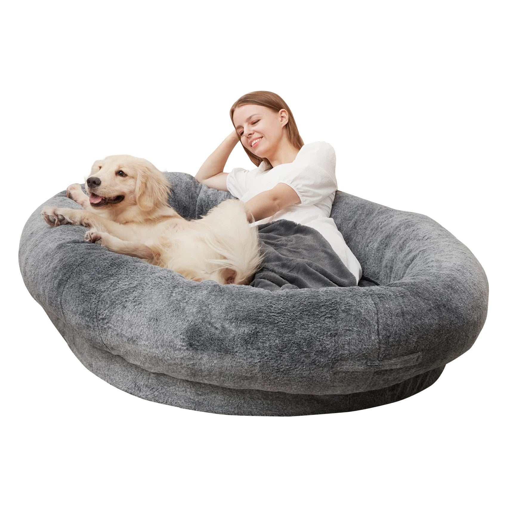 72-Inch Huge Memory Foam Dog Bed Breathable Napping Day Bed with Giant Pet Sofa Mattress Human Size for Pets and Owners