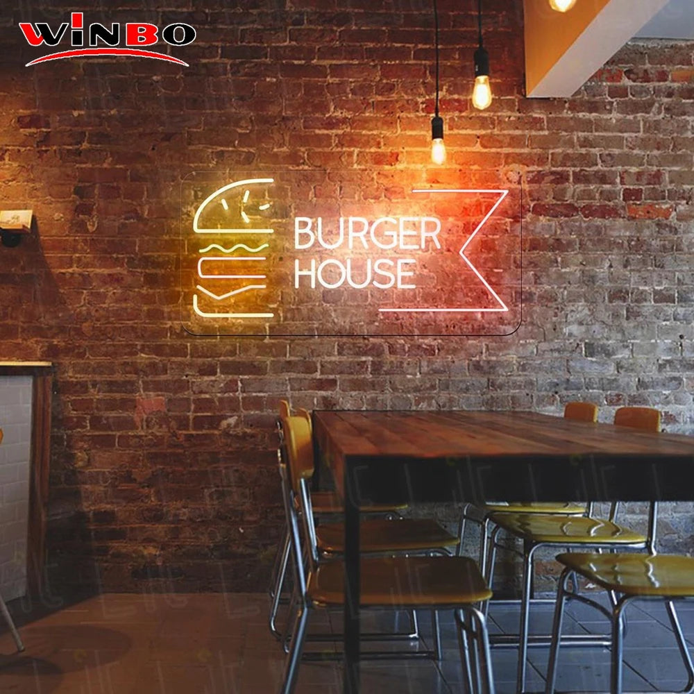 Drop Shipping 5V 12V Led Strip Flexible Light Use Decor Party Bar Open Companies Logo  Name USB Powered Neon Sign Burger Custom