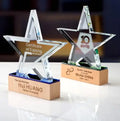 New Wooden Creative Company Annual Meeting Souvenir Blank Crystal Star Wood Trophy Plaque Manufacture Wholesale CheapTrophy