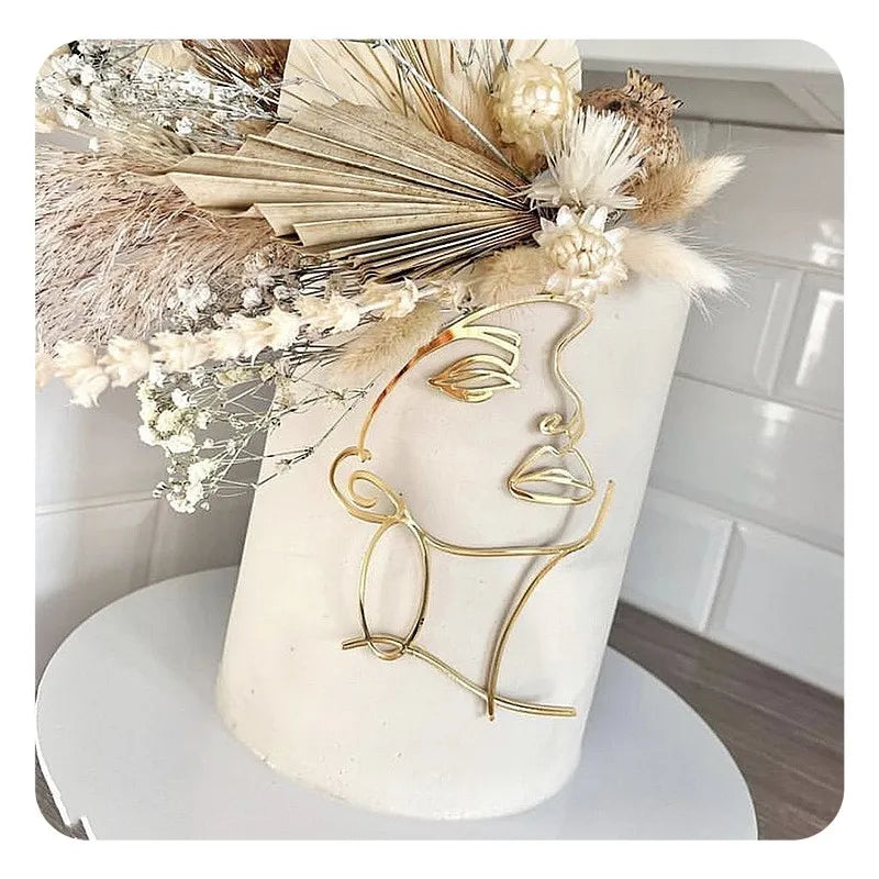 Popular Lady Face Line Art Topper Cake Exquisite Cake Topper for Valentine's Day Mothers Day Cake Decorating Supplies