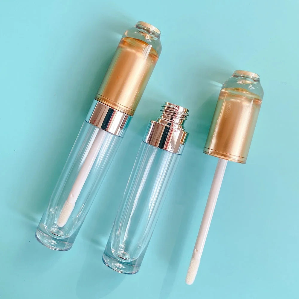 LZ Pack Small MOQ 100PCS Gold Top Clear Liquid Lipstick Packaging Custom Private Label 6ml Empty Lipgloss Tubes