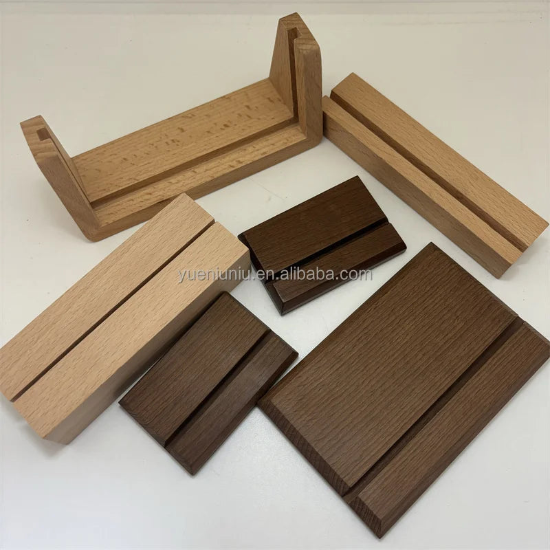 Customized Beech Oak Walnut Acrylic Art Card LED Menu Crystal Ball Playing Card Holder Base Wooden Base