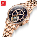 OLEVS 7036 Mechanical Watch OEM Luxury Women Automatic Wristwatch Stainless Steel Waterproof Watch