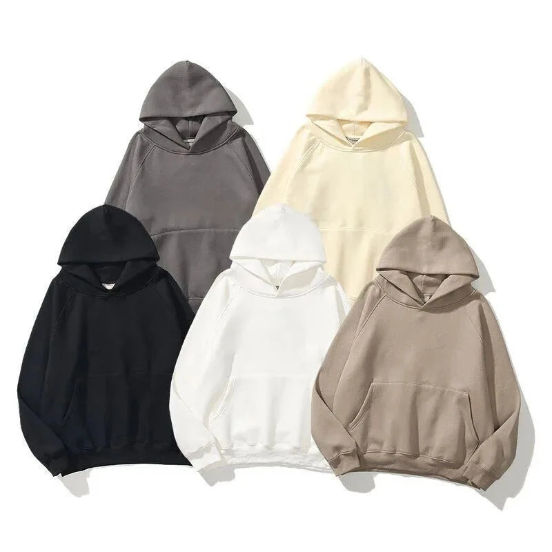Men's Double Hat Fleece-Lined Polyester/Cotton Hoodie Solid Color Winter Essentials Digital Printing Factory Wholesale