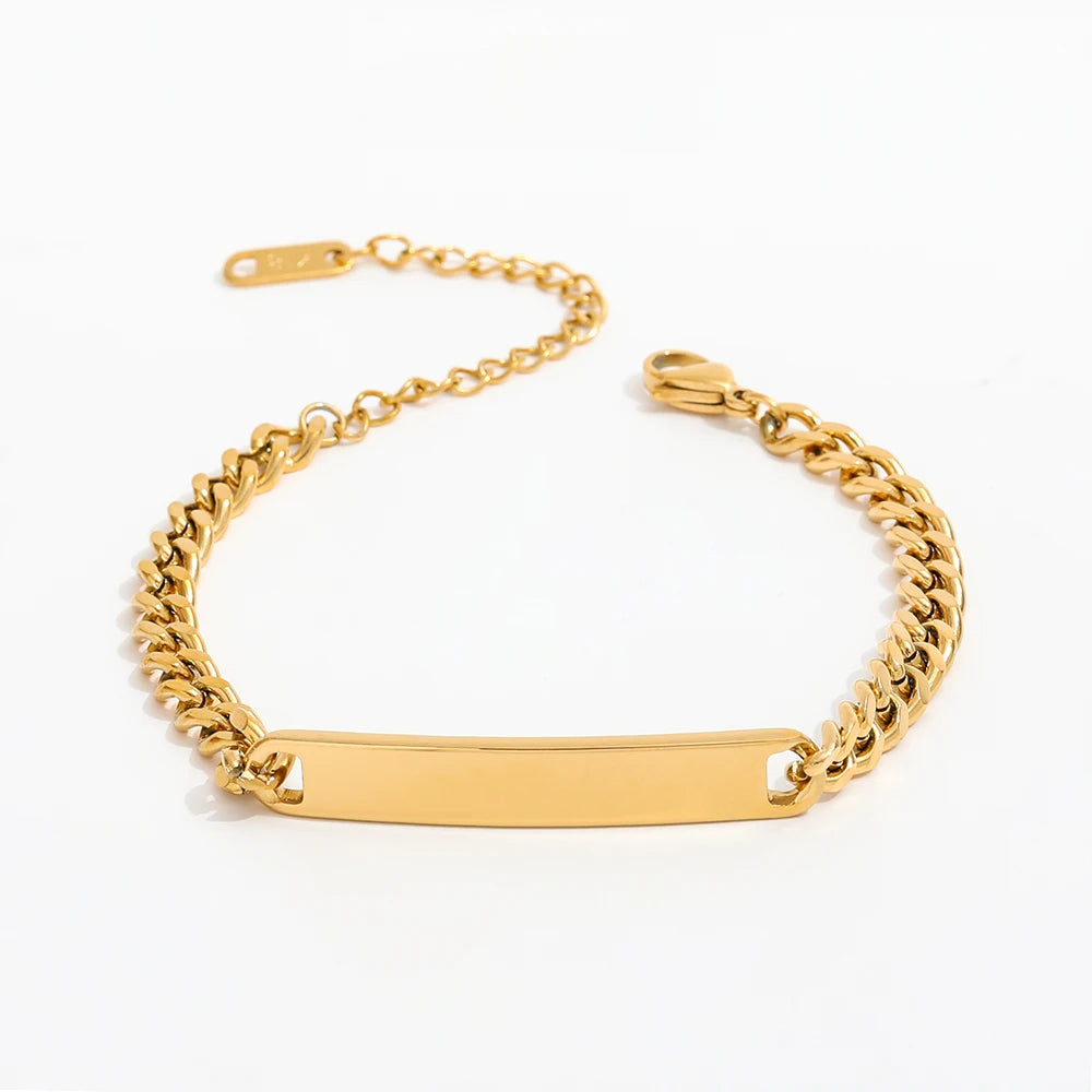 Joolim High End PVD 18K Gold Plated Plain Bar Bracelet Tarnish Free Stainless Steel Bracelet