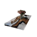 Crystal Clear Transparent Luxury Office Meeting Conference Table Solid Wood with River Epoxy Resin Slab Solid Wood Material
