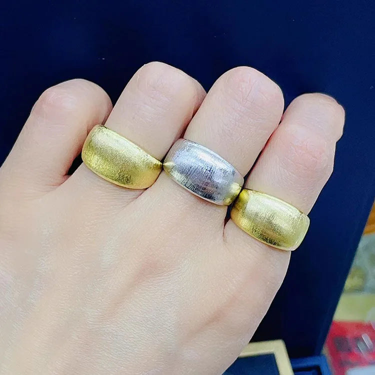 RA1153 Dainty Plain Matte Gold Dome Adjustable Ring Statement Ring Bold Gold Chunky Ring Thick Rings