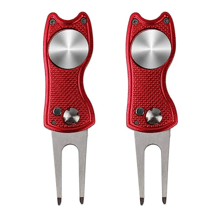 Custom Design High Quality Zinc Alloy Logo Pitchfork Magnet Golf Divot Repair Tool Hat Clip Ball Marker Blank Gift