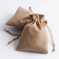 PandaSew Custom Logo Printed Coffee Gift Pouch Velvet Suede Drawstring Bag Jewelry Pouch