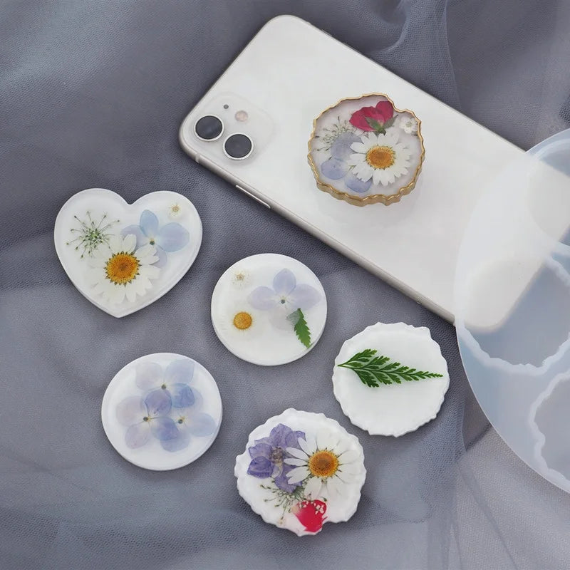 Irregular Round Heart Phone Grip Resin Mold on Top Phone Socket Silicone Mold