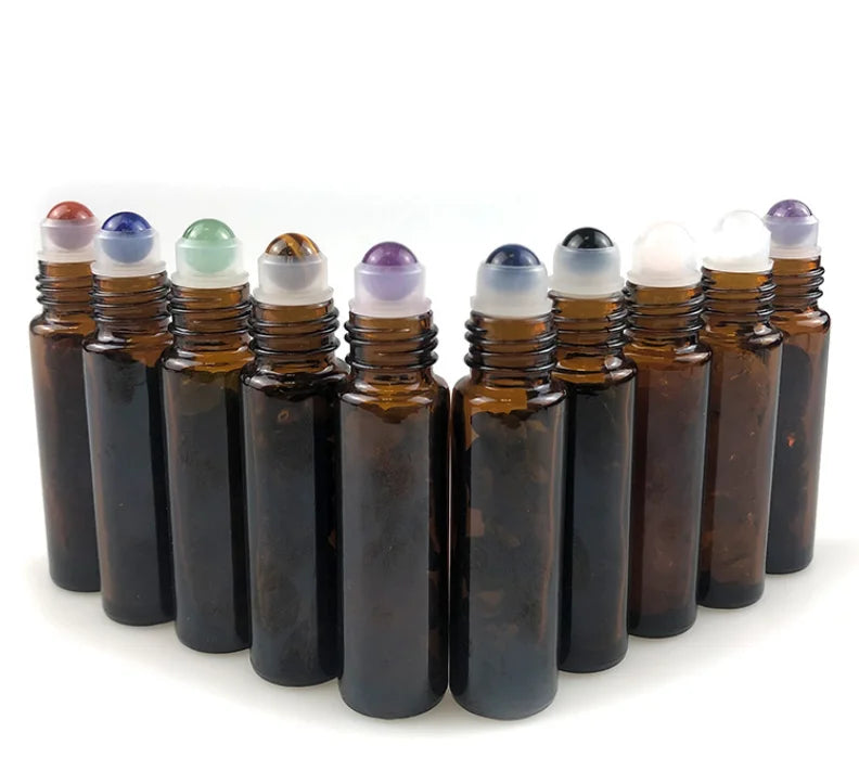 Lowest Price Stock Sales 10ml Bottle Suitable for Essential Oils Natural Crystal Gemstone clear Glass Roller Bottles