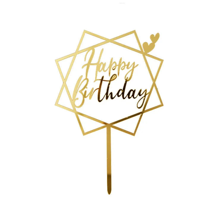 New Product Kids Cake Toppers Birthday Baking Cake Decoration Square Shape  Happy Birthday  Acrylic Cake Topper