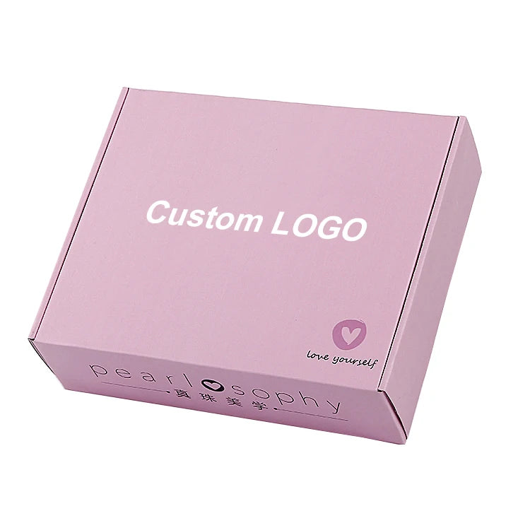 Custom Logo Printed Embossed Curated Gift Boxes with Recycled Pink Packaging for Shoe Clothing Socks Shipping