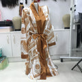 Sexy Money Print Silk Luxury Pajama Bathrobe Home Clothes Satin Robe Woman Sleepwear Designer Women Robe