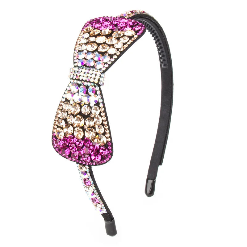 HX-012 Korean Style Bow Rhinestone Headband Simple Fashion Girl New Design Czech Drill Hairband