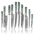 Amber Abalone Knife Set Butcher Kitchen Chef Utility Fruit Paring Knife Damascus Steel Knife Set