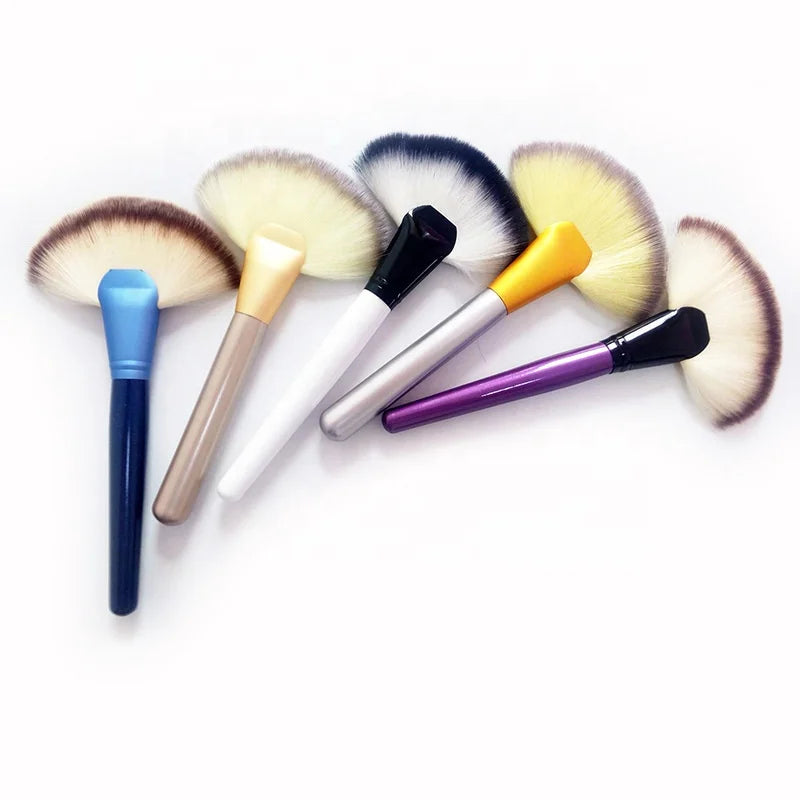 Wholesale Single Big Fan Powder Blusher Brushes Shaving Brush Makeup Tools Customized Manufacturer Synthetic Fiber Nylon 10 Pcs