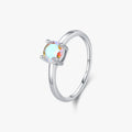 925 Sterling Silver Minimalist Rainbow Colorful Round Zirconia Ring Jewelry Classic Wedding Statement Rings for Women