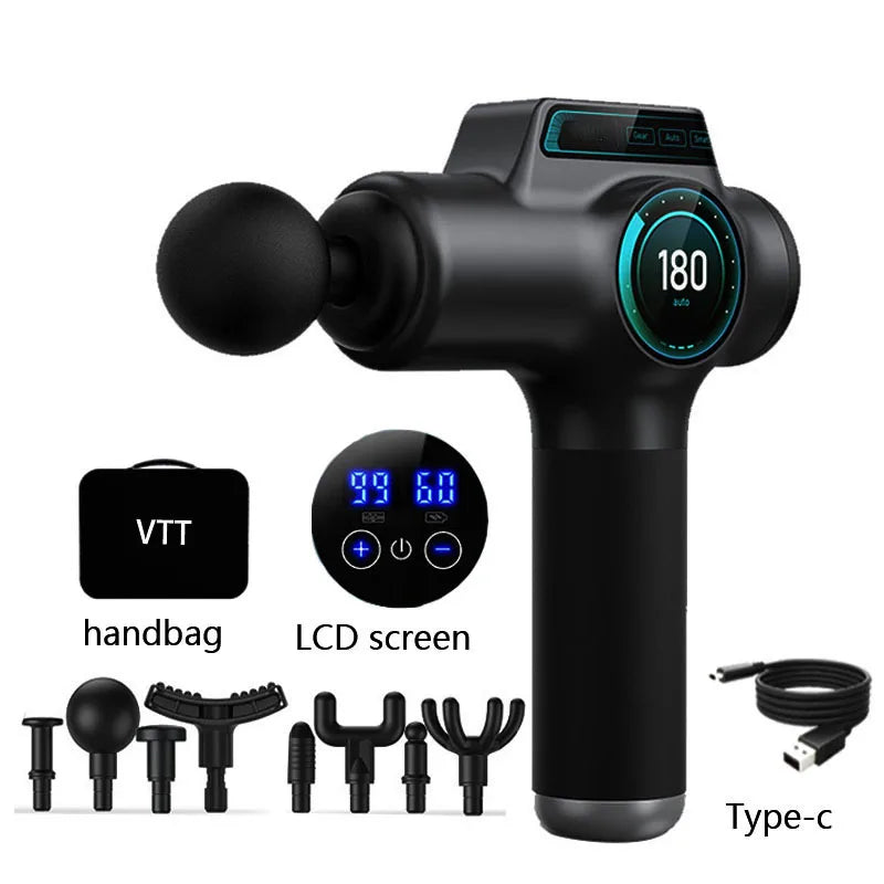Handheld 99 Speed LED Touch Screen Muscle Deep Tissue Fascial Percussion Massage Gun Body Application Message Massage Gun