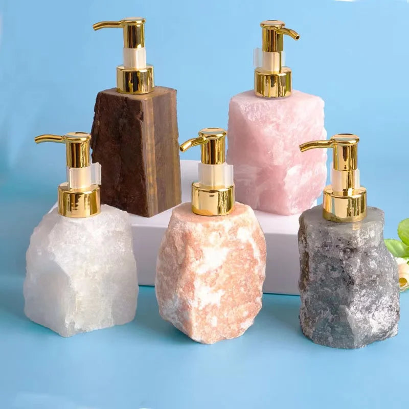 Natural Handmade Soap Empty Dispenser Pump Gemstone Crystal Bottle