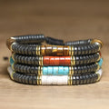 Minimalist 3x6mm Stone Bracelet for Men Gift Natural Turquoise Handmade Braided Adjustable Hematite Beaded Bracelet