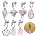 Gaby Peach Stainless Steel Fake Piercing Belly Ring Heart-Shape Crystal Navel Button Rings for Wedding Gift Belly Ring Jewelry