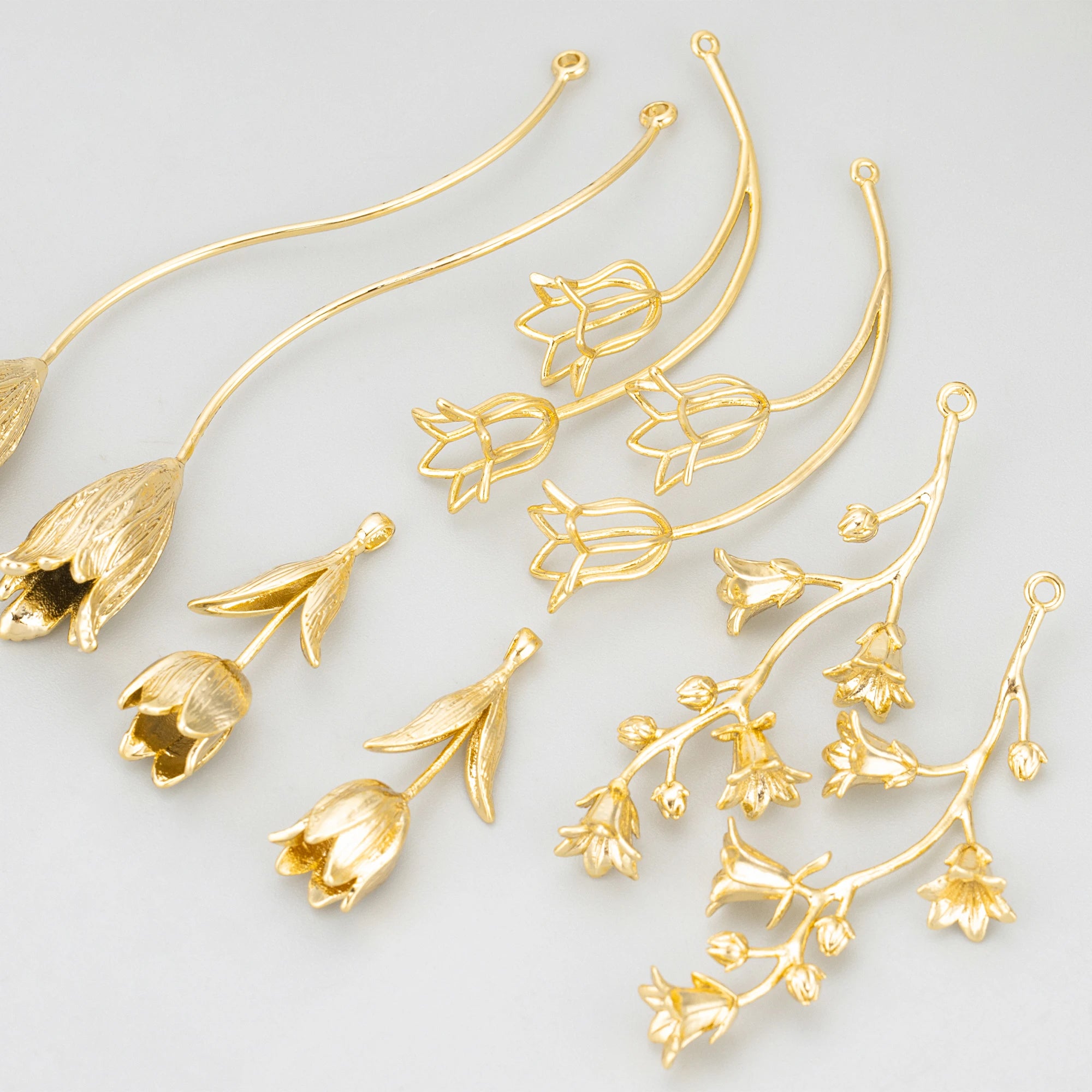 MF45 18K Gold Rhodium Plated Copper Flower Shape Charms for DIY Pendants & Necklace Making 4pcs/lot Jewelry Accessories