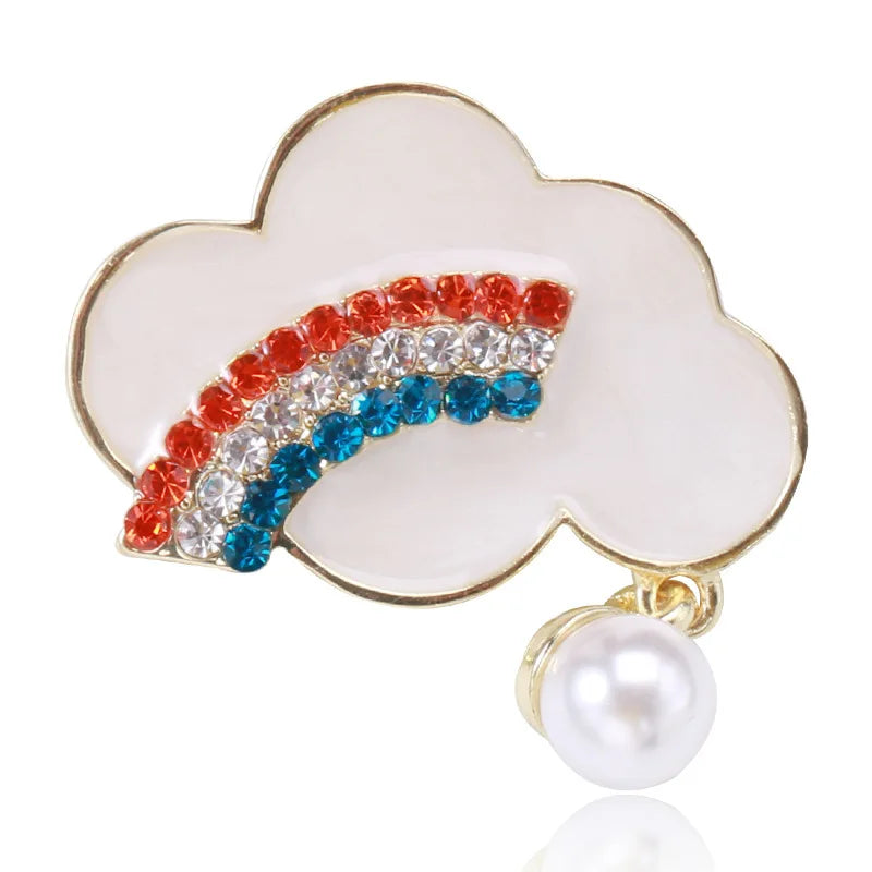 Luxury Cloud Rainbow Brooch Pin Cute Women's Accessory Wedding Party Gifts Featuring Alloy Pearl Children's Jewelry Decoration