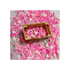 500G/lot Love Valentine's Day Pink Heart Bow Sprinkle Acrylic Diamonds Slime Polymer Clay Slices for Crafts DIY Making Nail Art