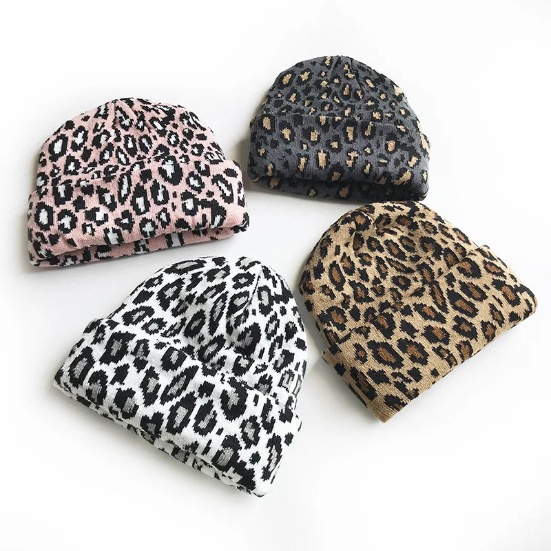 Fashion Bonnet Winter Leopard Print Knit Hats for Women Hats Men Beanie Chapeau Casquette Femme Cap Bonnet Beanies Hip Hop Caps