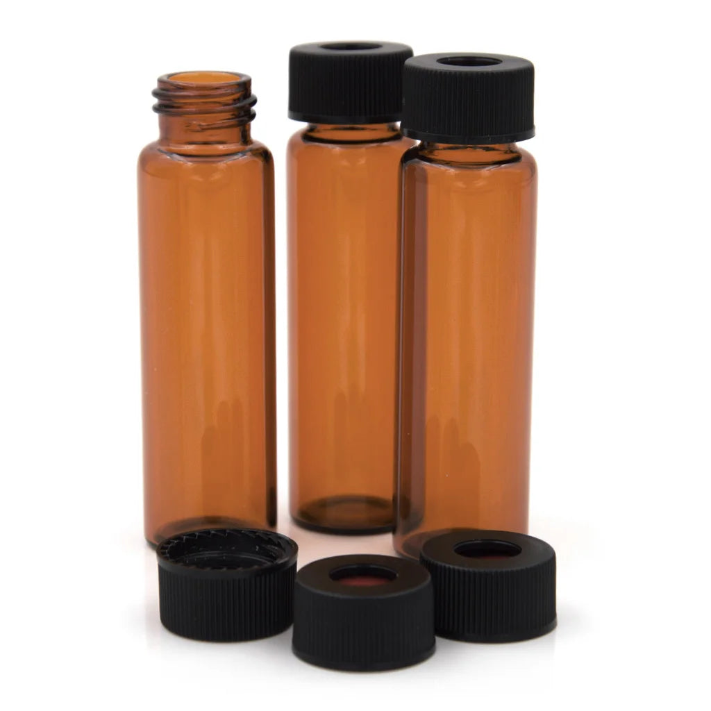 8ml 12ml Borosilicate Glass Amber/Clear Flat Sample Vials 15-425 Screw Cap Lab Storage Hot Stamping Chemical Reagents 100/Pack MegaBDM