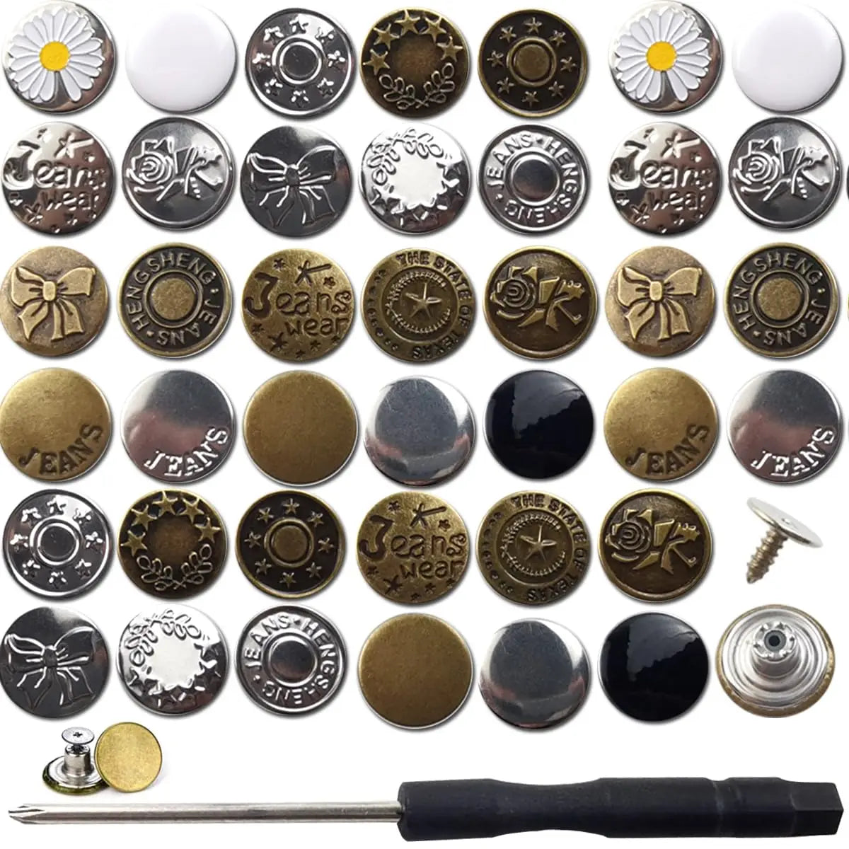 WYSE Custom Logo Brass Jeans Buttons and Rivets Denim Garment Metal Button for Jeans and Clothing