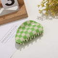 New Ins Women Hair Accessories Large Checkerboard Grid Square Semicircle Hair Clip Claw