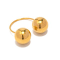 Fashion Jewelry Stainless Steel 18K Gold Plated Double Bead Shaped Open Rings for Women YF3353