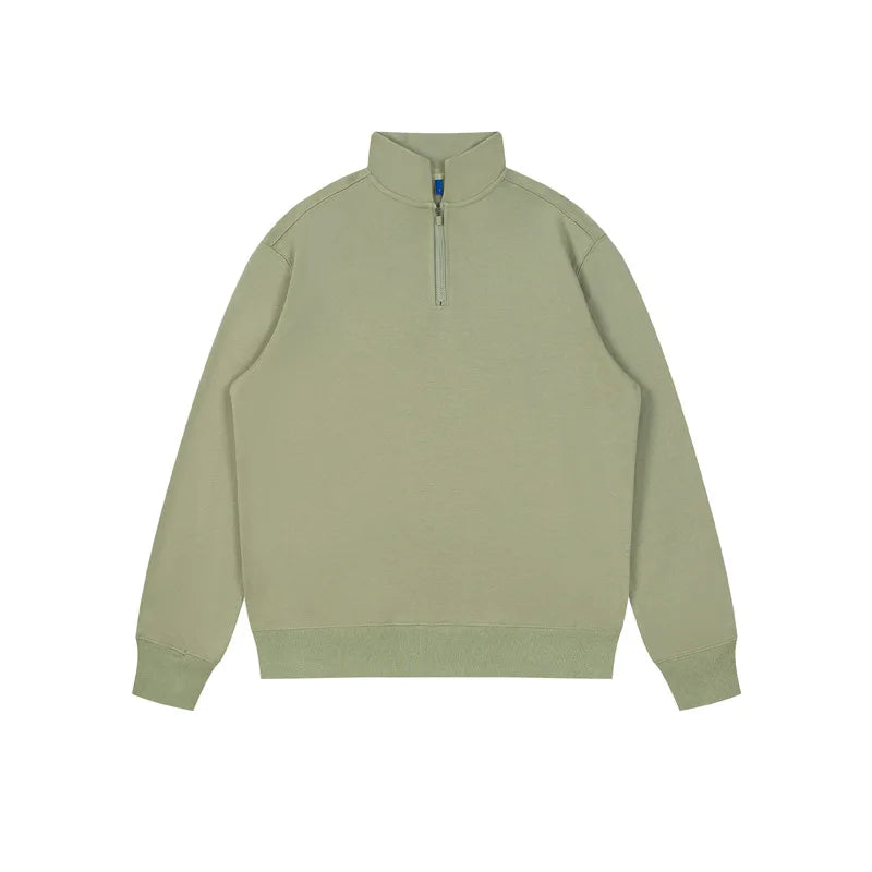 Wholesale Half Zip Street Style Casual Sweatshirt Streetwear Long Sleeve Pullover Cotton Knitted Fabric Hoodie for Men