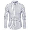 Hot Sale Men's Striped Casual Shirts Long Sleeved Single-breasted Turn-down Collar Social Shirt Top Business Men Clothing