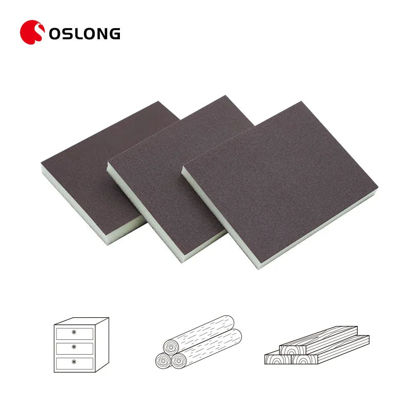 Free Sample 120*100*12mm Wooden Abrasive Sanding Sponge Pad 100 Grit  Hand Polishing Sanding Blocks