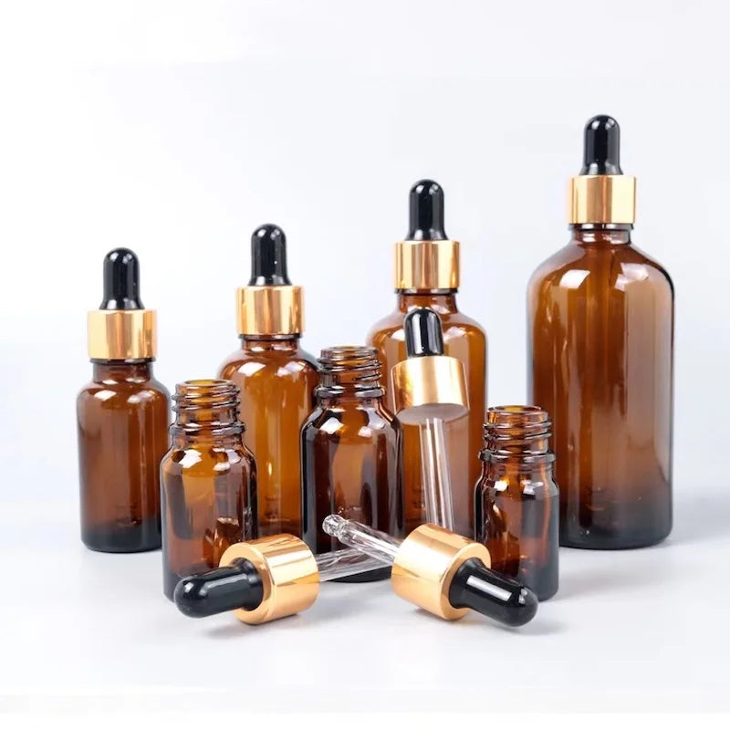 Refillable Round Amber Bottle Transparent Boston Serum Glass Dropper Bottles Bouteille Verre Essential Oil 5ml 10ml 20ml 30ml