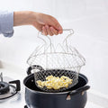 Foldable Steam Rinse Strain Stainless Steel Folding Frying Basket Colander Sieve Mesh Strainer Kitchen Cooking Accessories Tools