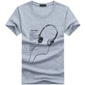 Summer Style Mens T Shirts Casual Music Earphone Print Men Short Sleeve Tshirt Crewneck Short Sleeve Summer Men T Shirt