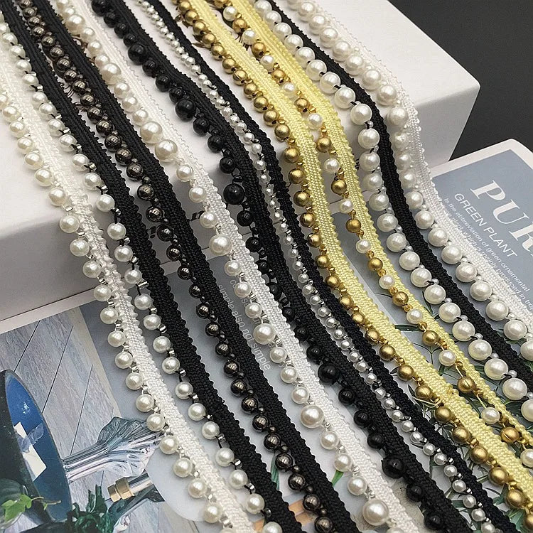 Factory Spot Wholesale Beaded Lace Pearl Lace Ethnic Style Hanfu Decorative Ribbon Garment Accessories