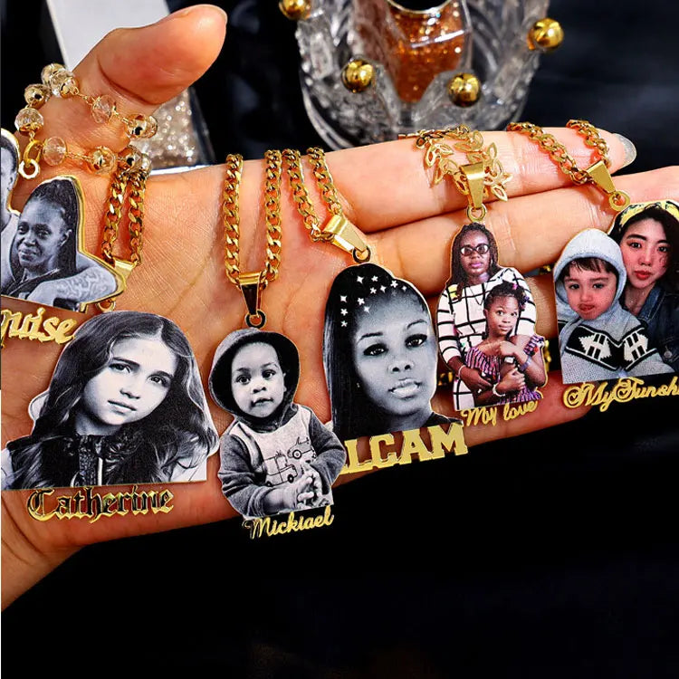 SC Personalized Customize Kids Photo Necklace Daughter Necklace Birthday Gifts Fine S925 Sterling Silver Custom Name Necklace