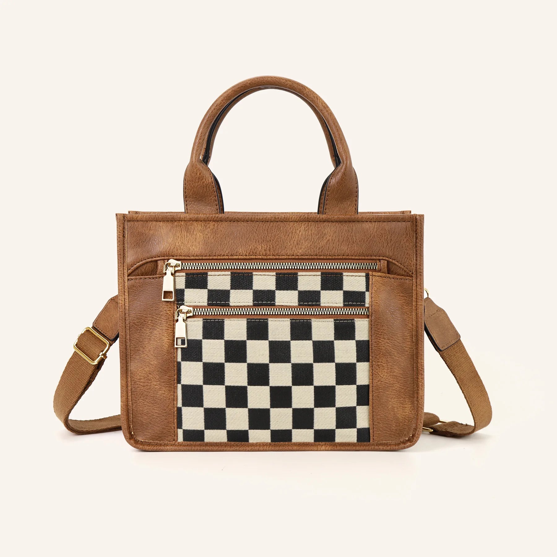 Best-Selling Women's Plaid Checkered Grids Pattern Crossbody Camera Bag Shoulder Strap Road Color Matching Tote Bag