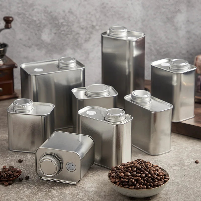Custom Tinplate Cans With Valve Empty Coffee Bean Tea Tin Metal Can Coffee Packaging