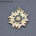 Jewelry Accessories Nickel Free Anti Fading 18K Gold Plated CZ Pave Enamel Big Size Sunflower Charms Pendants
