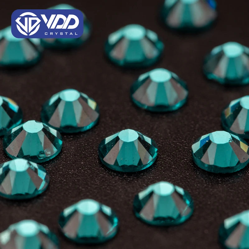 VDD 026 Blue Zircon High Quality Hot-Fix Glass Rhinestone Crystal Flatback Strass Stones DIY Garment Decoration Wedding Dress