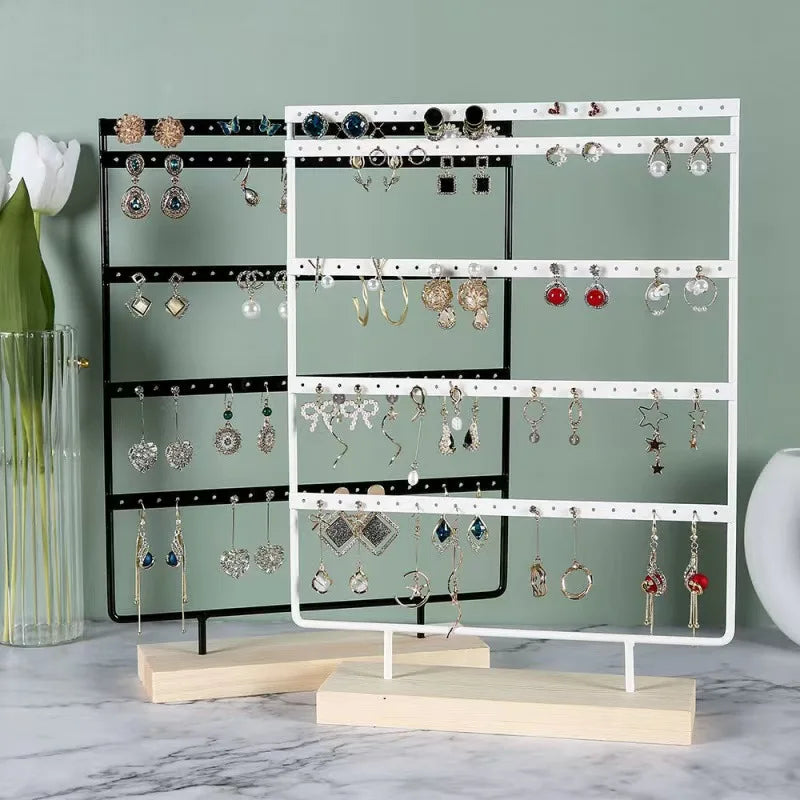 Solid Wood Iron Art Earring Rack Household Earring Storage Jewelry Rack Hanging Ear Nail Card Display Props Ornaments Display