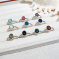Manufacturer Cheap Price Natural Stone Assorted Color Crystal Ring Malachite Amethyst Female Finger Ring Handmade Jewelry Gifts
